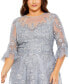 Фото #3 товара Women's Plus Size High Neck Flutter Sleeve Embroidered A Line Gown