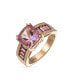 ფოტო #2 პროდუქტის 5.45CT Square Cushion Cut Pink Amethyst Ring For Women Rhodolite Garnet Baguette Rose Gold Plated .925 Sterling Silver