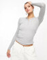 Cotton On sleep recovery henley button front long sleeve top grey