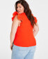 Фото #2 товара Trendy Plus Size Crewneck Flutter-Sleeve Top, Created for Macy's