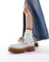 Timberland Stone Street 3 eye platform boat shoe in white leather