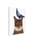 Fab Funky Cat with Pigeon on Head Canvas Art - 15.5" x 21"