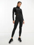 HIIT gloss highneck zip front top with mesh detailing