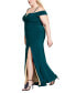 Фото #2 товара Trendy Plus Size Off-The-Shoulder Slit Gown