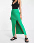 Фото #1 товара Pretty Lavish midaxi knit skirt co-ord with slit in bright emerald