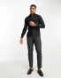 New Look long sleeve muscle fit poplin shirt in black