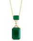 Фото #3 товара EFFY Collection eFFY® Green Onyx & Diamond (1/10 ct. t.w.) Two Stone 18" Pendant Necklace in 14k Gold