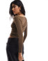 Фото #8 товара Pimkie slinky off shoulder long sleeve top in brown