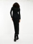 Фото #3 товара Vero Moda Tall lettuce edge jersey maxi dress with long sleeves in black