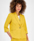 Фото #3 товара Women's Linen-Blend Notched-Collar 3/4-Sleeve Jacket