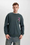 Comfort Fit Bisiklet Yaka Baskılı Sweatshirt B4754ax24sp