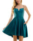 Фото #1 товара Juniors' Plunge-Neck Lace-Up Skater Dress