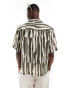 Фото #3 товара ASOS DESIGN boxy relaxed revere shirt with abstract stripe in brown