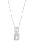 ფოტო #1 პროდუქტის Cubic Zirconia Emerald Halo Drop Necklace, 16" + 2" extender