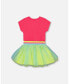 Girl Bi-Material Dress With Mesh Skirt Fuchsia Pink - Toddler Child