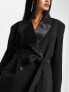 ASOS DESIGN tux belted blazer in black