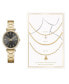 Women's Analog Shiny Gold-Tone Metal Bracelet Watch 33mm 4 Pieces Necklace Gift Set