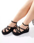 ASOS DESIGN Wide Fit Taurus 2 strappy flatform sandals in black