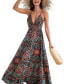Фото #1 товара Women's Floral Ornate Print Plunge Maxi Beach Dress