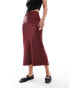 ASOS DESIGN Tall satin bias midi skirt in burgundy