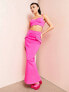 ASOS LUXE co-ord maxi skirt with diamante pocket detail in hot pink
