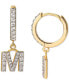 ფოტო #2 პროდუქტის Cubic Zirconia Initial Dangle Hoop Earrings in 18k Gold-Plated Sterling Silver, Created for Macy's