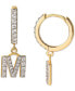 Cubic Zirconia Initial Dangle Hoop Earrings in 18k Gold-Plated Sterling Silver, Created for Macy's