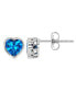 ფოტო #3 პროდუქტის Heart Bezel Stud Earrings in Sterling Silver with Tanzanite