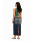 ფოტო #3 პროდუქტის Women's Denim midi skirt