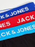 Jack & Jones 5 pack trunks with contrast waistband in black and blue