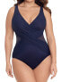 Miraclesuit Womens Plus Size Solid Crossover One-Piece Swimsuit, Midnight, 24W