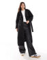 Фото #1 товара Vero Moda – Longline-Trenchcoat in Schwarz mit Bindegürtel