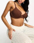 Фото #1 товара Peek & Beau Fuller Bust Exclusive crinkle underwire bikini top in brown