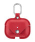 Фото #1 товара Red Leather AirPods Case with Silver-Tone Snap Closure and Carabiner Clip