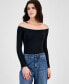 Фото #3 товара Juniors' Off-The-Shoulder Long-Sleeve Bodysuit