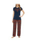 ფოტო #1 პროდუქტის Women's Navy, Orange Chicago Bears Arctic T-shirt and Flannel Pants Sleep Set
