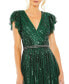 ფოტო #2 პროდუქტის Women's Sequined Wrap Over Ruffled Cap Sleeve Gown