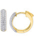 ფოტო #1 პროდუქტის Lab Grown Diamond Pavé Small Huggie Hoop Earrings (1/2 ct. t.w.) in Sterling Silver or 14k Gold-Plated Sterling Silver