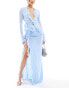 Фото #1 товара Murci thigh split ruffle trim maxi skirt co-ord in baby blue