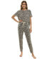 ფოტო #4 პროდუქტის Women's 2-Pc. Printed Jogger Pajamas Set