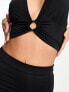 Фото #3 товара ASOS DESIGN co-ord plunge halter crop top with ring detail in black