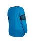 Women's Blue Carolina Panthers Plus Size Lace-Up Notch Neck Long Sleeve T-shirt Синий, 1X - фото #3