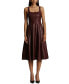 Фото #1 товара Women's Seamed Faux-Leather Swing Dress