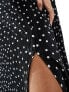 Фото #3 товара ASOS DESIGN plisse long sleeve split hem maxi dress in mono spot