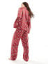 Фото #7 товара New Look heart print sation revere trouser set in red