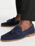 ASOS DESIGN tassel loafers in navy suede with natural sole