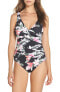 Фото #1 товара Tommy Bahama 285838 Women's Ginger Flowers One-Piece Swimsuit, Size 6 - Black