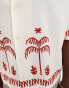 Pull&Bear palm embroidered shirt in white