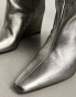 Фото #8 товара ASOS DESIGN Cali premium leather wedge knee boots in silver