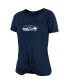 Women's College Navy Seattle Seahawks Slub T-shirt with Front Twist Knot
